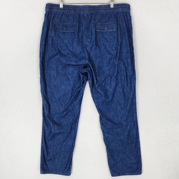 J Crew Pants Womens XL Blue Tie Waist Denim Camp Pant High Rise Drawstring Jean - Picture 8 of 12